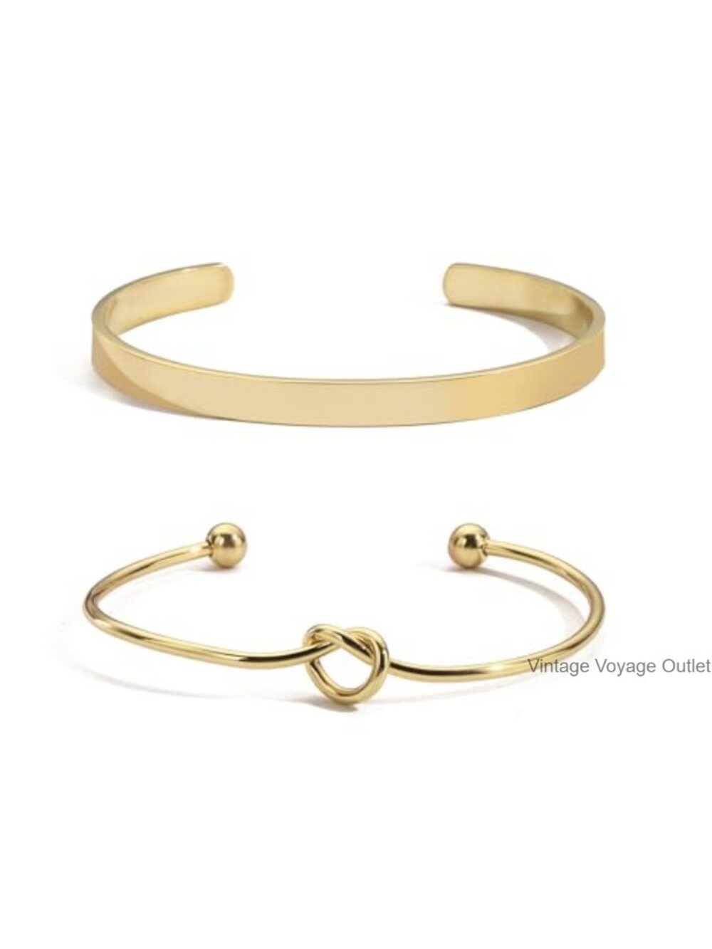 18k Gold Plated Cuff Bracelet Non Tarnish Waterproof Stackable Bangle
